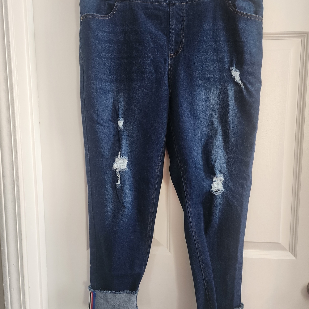 JVINI Dark Blue Distressed Boyfriend Jeans